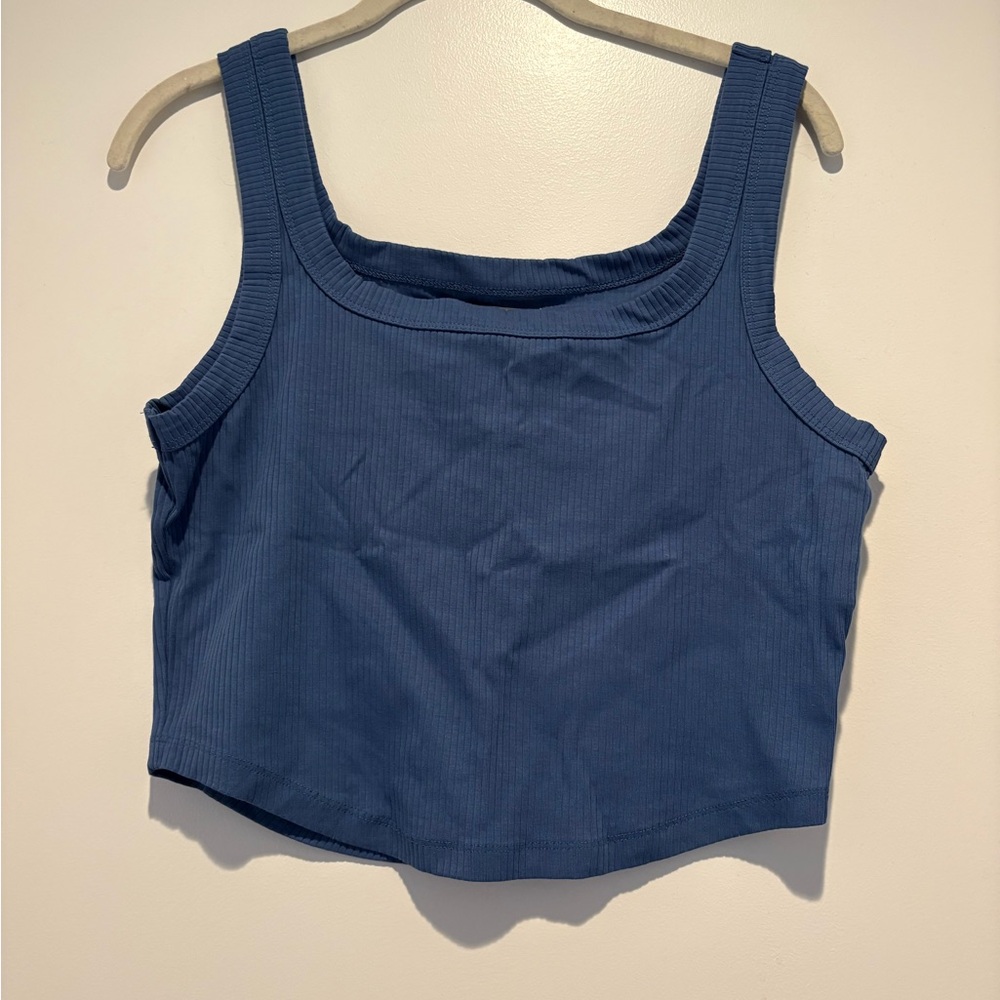 Madewell Blue Ribbed Crop Top